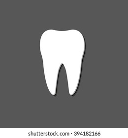 Tooth - white vector  icon with shadow