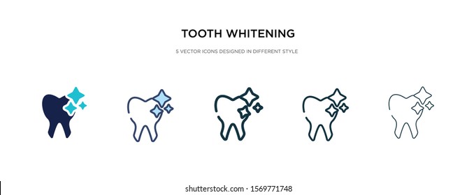 tooth whitening icon in different style vector illustration. two colored and black tooth whitening vector icons designed in filled, outline, line and stroke style can be used for web, mobile, ui