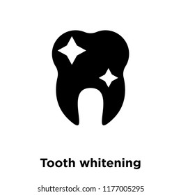 Tooth whitening icon vector isolated on white background, logo concept of Tooth whitening sign on transparent background, filled black symbol