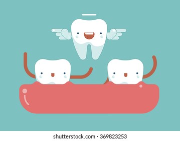 Tooth wings for milk tooth ,dental concept