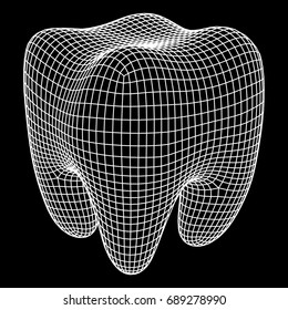 Tooth Wireframe Mesh. Connection Structure Vector Illustration. Dental medicine, health concept.