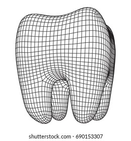 Tooth Wireframe Mesh. Connection Structure Vector Illustration. Dental medicine, health concept.