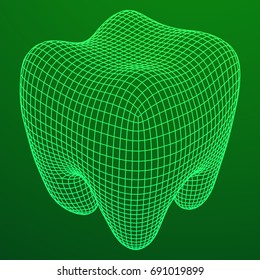 Tooth Wireframe Mesh. Connection Structure Vector Illustration. Dental medicine, health concept.