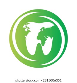 Tooth world globe icon inside a shape of circle vector illustration
