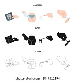 Tooth, X-ray, instrument, dentist and other web icon in cartoon,black,outline style.surgeon, abscess, scalpel icons in set collection.