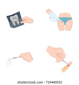 Tooth, X-ray, instrument, dentist and other web icon in cartoon style.surgeon, abscess, scalpel icons in set collection.