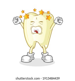 tooth yawn character. cartoon mascot vector