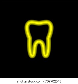 Tooth yellow glowing neon ui ux icon. Glowing sign logo vector