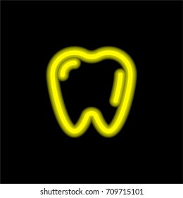 Tooth yellow glowing neon ui ux icon. Glowing sign logo vector