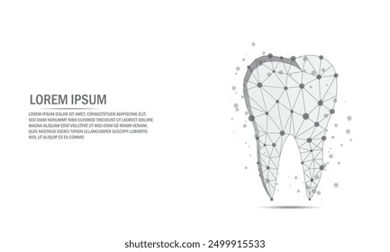 Diente.Abstractas wireframe baja poli dental digital tecnología fondo blanco.Futuristic Human Dientes sanos Cuidado dental, clínica dental, concepto médico dental.
