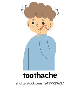 Toothache 1 cute on a white background, vector illustration.