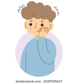 Dolor de dientes 4 lindo sobre un fondo blanco, ilustración vectorial.