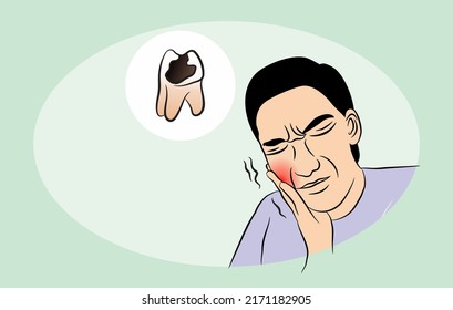 Toothache and broken tooth vector illustration design, flat illustration for flyer poster banner about taking care of dental health