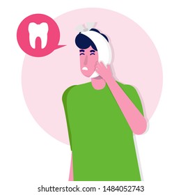 Toothache. Caries. Severe pain in the teeth. Vector illustration