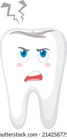 Toothache cartoon on white background illustration