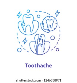 Toothache concept icon. Dentistry. Dental problem idea thin line illustration. Stomatology. Vector isolated outline drawing