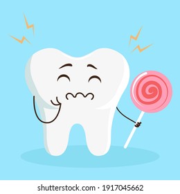 Toothache Cute Cartoon Tooth Caries Sweets Stock Vector (Royalty Free ...