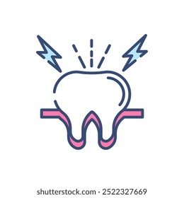 Toothache Fill Color Icon, Vector illustration