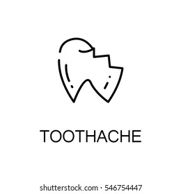 Toothache flat icon. High quality outline symbol of illness and injury for web design or mobile app. Thin line signs of toothache for design logo, visit card, etc. Outline pictogram of toothache