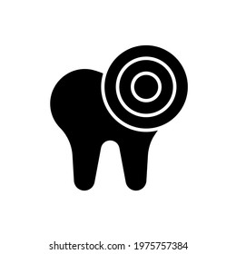Toothache glyph icon. Dental services and therapy. Vector isolated black illustration.
