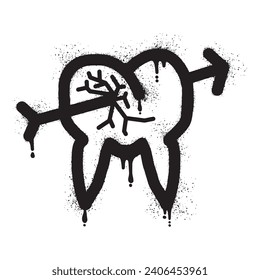 Toothache graffiti with black spray paint