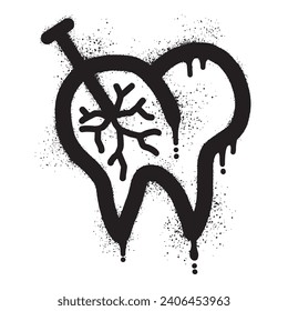 Toothache graffiti with black spray paint