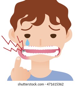 dolor de muelas, dolor de dientes malos, estomatitis, úlcera bucal, enfermedad periodontal, ilustración vectorial