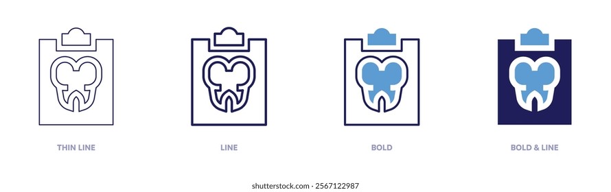 Toothache icon in 4 different styles. Thin Line, Line, Bold, and Bold Line. Duotone style. Editable stroke.