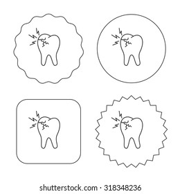 Toothache icon. Dental healthcare sign. Flat circle, star and emblem buttons. Labels design. Vector