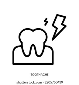 toothache icon. Line Art Style Design Isolated On White Background