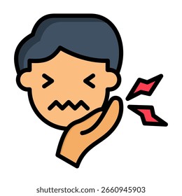 Icono de dolor de dientes Ilustración vectorial de color lineal