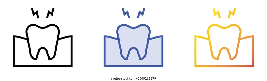 toothache icon. Linear, Blue Fill and Gradient Style Design Isolated On White Background