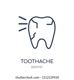 Toothache icon. Toothache linear symbol design from Dentist collection. Simple outline element vector illustration on white background.