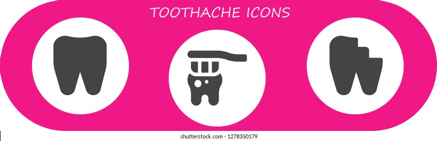  toothache icon set. 3 filled toothache icons. Simple modern icons about  - Tooth, Broken tooth