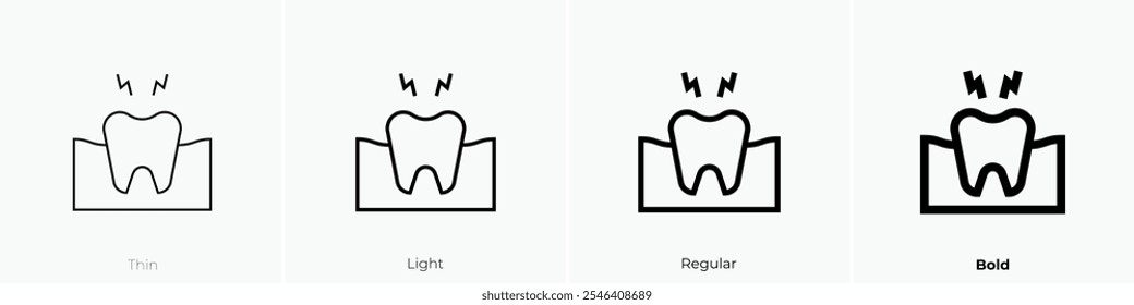 toothache icon. Thin, Light Regular And Bold style design isolated on white background