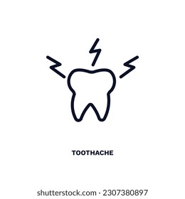 toothache icon. Thin line toothache icon from dental health collection. Editable toothache symbol can be used web and mobile