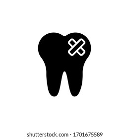 Icono de diente Ilustración vectorial diseño estilo glifo. aislado sobre fondo blanco
