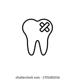 toothache icon vector illustration outline style design. isolated on white background