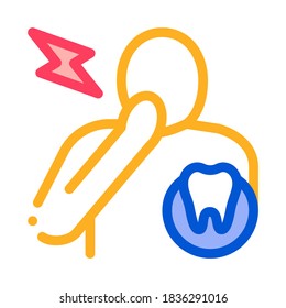Vector de iconos de dolor de dientes. Signo de dolor de dientes de contorno. Ilustración de símbolo de contorno aislado