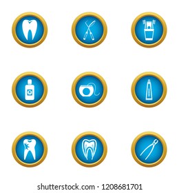 Toothache icons set. Flat set of 9 toothache vector icons for web isolated on white background