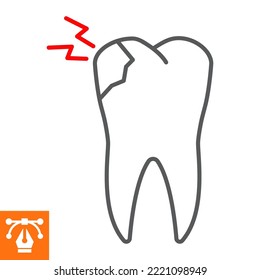 Icono de línea de bigote, ícono de estilo de contorno para sitio web o aplicación móvil, dientes y odontología, icono de vector de caries, ilustración vectorial simple, gráficos vectoriales con trazos editables.