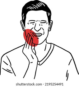 Toothache Man Hand drawn line art Illustration