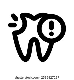 toothache outlined black style icon