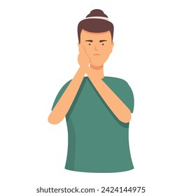 Toothache person icon cartoon vector. Face oral sick. Molar sick injury