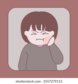 Toothache, person with toothache, wisdom tooth, person with swollen cheek illustration