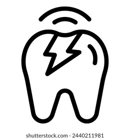 Toothache problem icon outline vector. Chipped molar. Oral dental disease