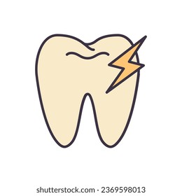 Icono del vector relacionado con dolor de dientes. Signo de dolor de dientes. Aislado sobre fondo negro