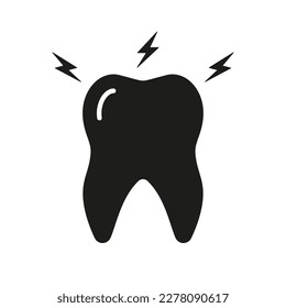 Toothache Silhouette Icon. Teeth Pain. Oral Healthcare Problem Glyph Pictogram. Tooth Ache, Sensitivity or Painful. Dental Treatment Solid Sign. Dentistry Symbol. Isolated Vector Illustration.