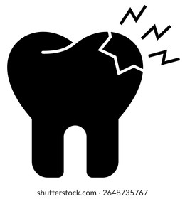 Dor de dente ícone sólido isolado no branco