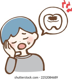 Toothache Swollen Man Simple Illustration